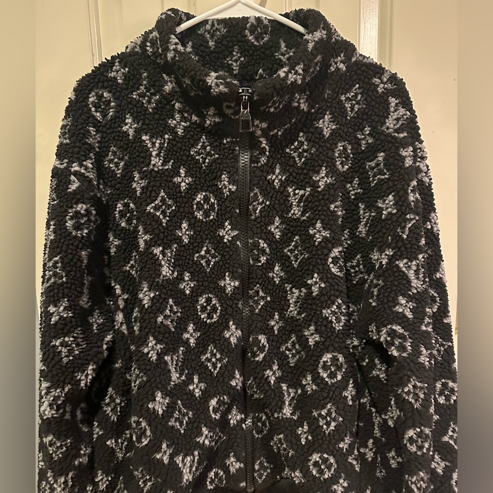Louis Vuitton black sherpa LV monogram jacket